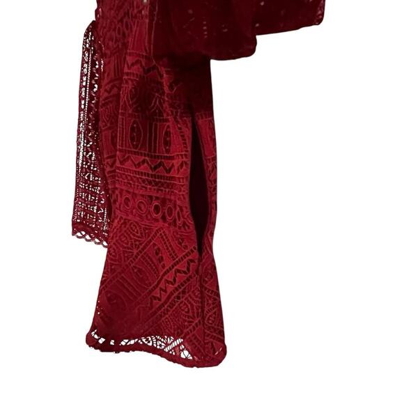 Moulinette Soeurs Anthropologie Tamera Red Lace Blouse Size 10 - Picture 7 of 14